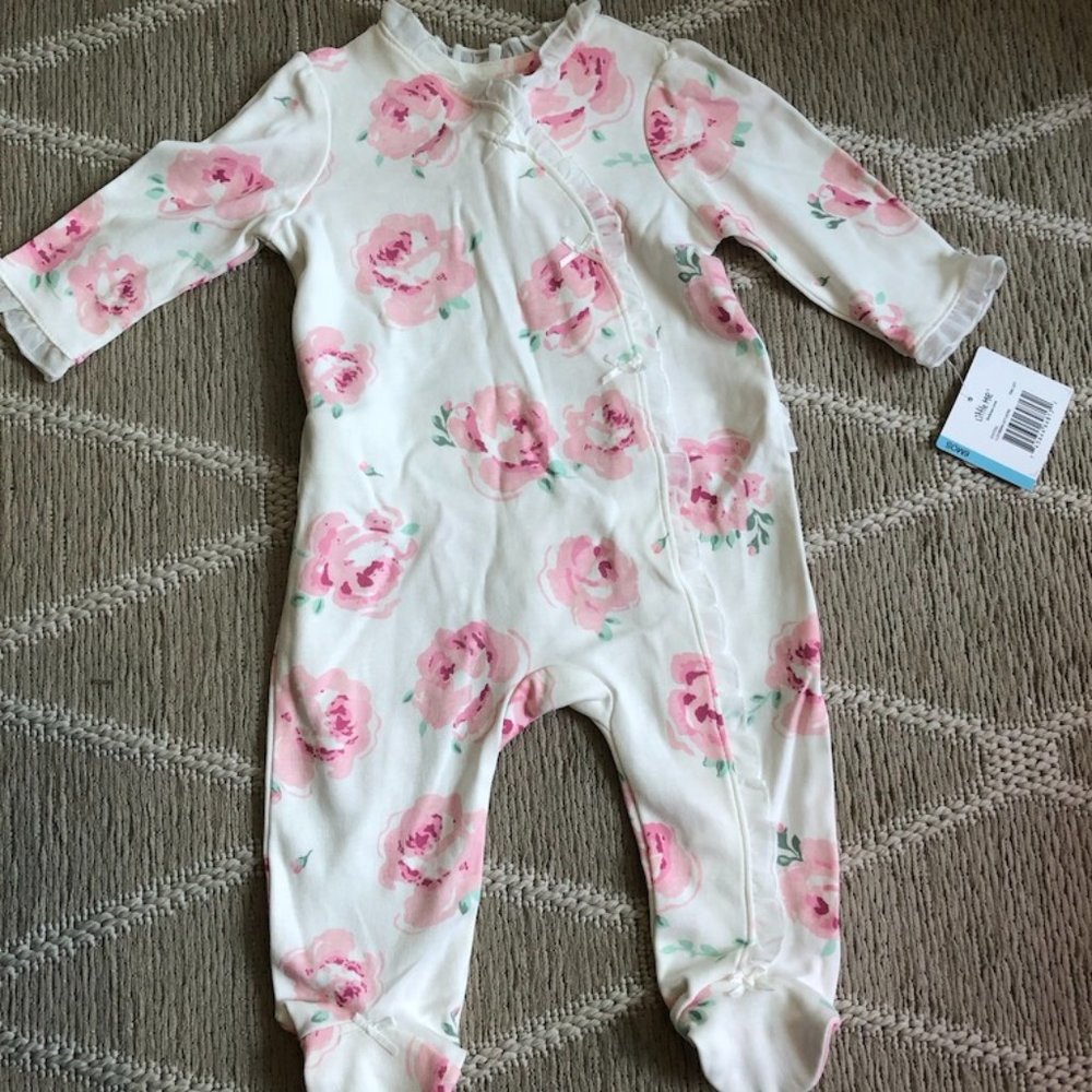 Little Me Beauty Rose Print Footie